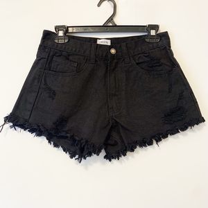 TWELVE By Ontwelfth Women Black Denim Shorts Distressed Size 25